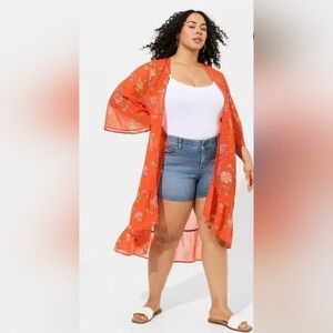 Torrid Chiffon Hi Low Print Mix Kimono